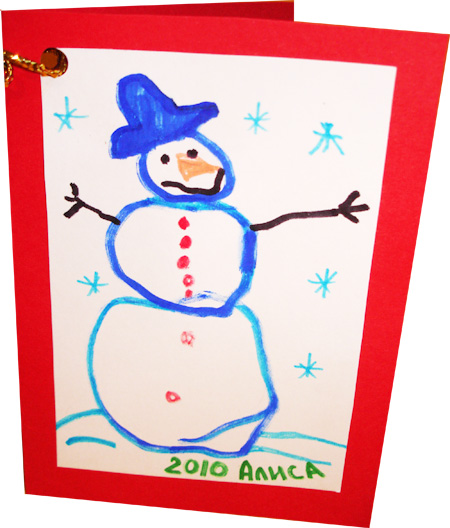 Новорічна листівка своїми руками. Сніговик